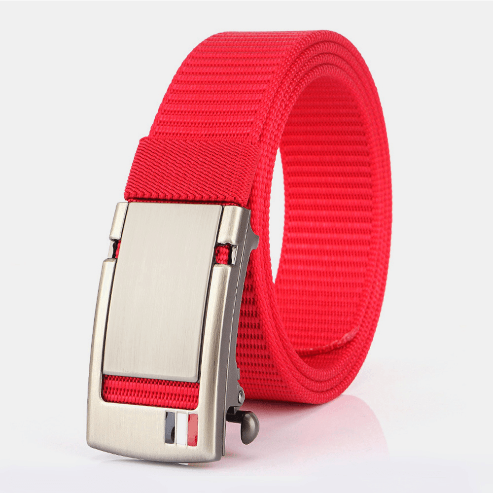 Men Nylon 120CM Holeless Automatic Buckle Alloy Universal Outdoor Casual Belt - MRSLM