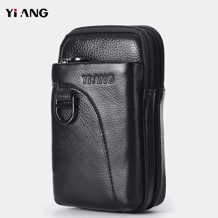 Men Genuine Leather Multifunctional Waist Bag Phone Bag - MRSLM