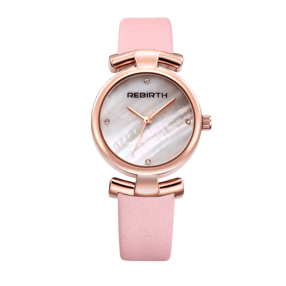 REBIRTH RE049 Simple Design Clock Women Wrist Watch Leather Strap Quartz Watches - MRSLM