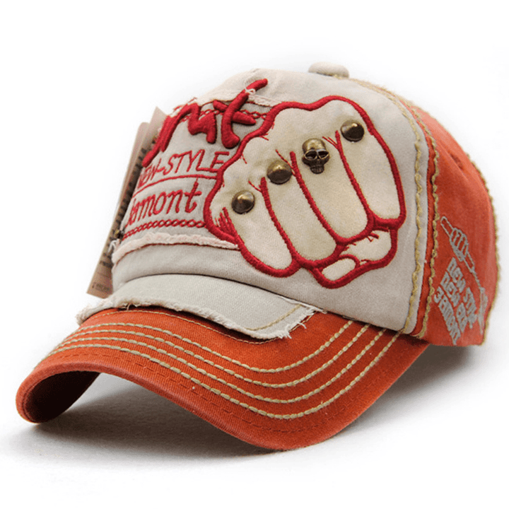 Men Women Fist Letter Embroidery Baseball Hat Fashion Rivet Peaked Cap - MRSLM