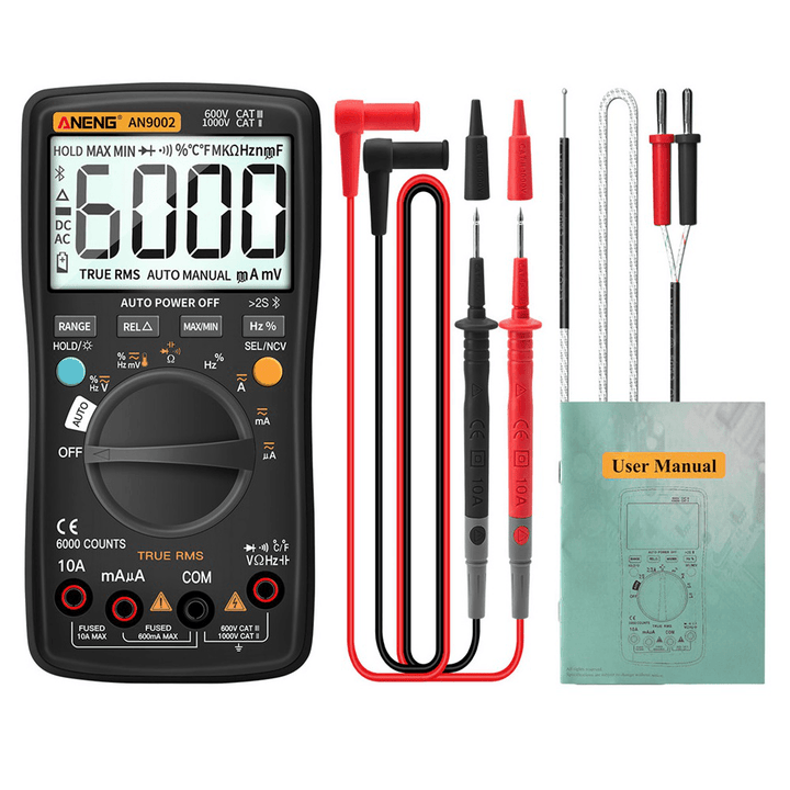 ANENG AN9002 Digital Bluetooth True RMS Multimeter 6000 Counts Professional Auto Multimetro AC/DC Current Voltage Tester - MRSLM