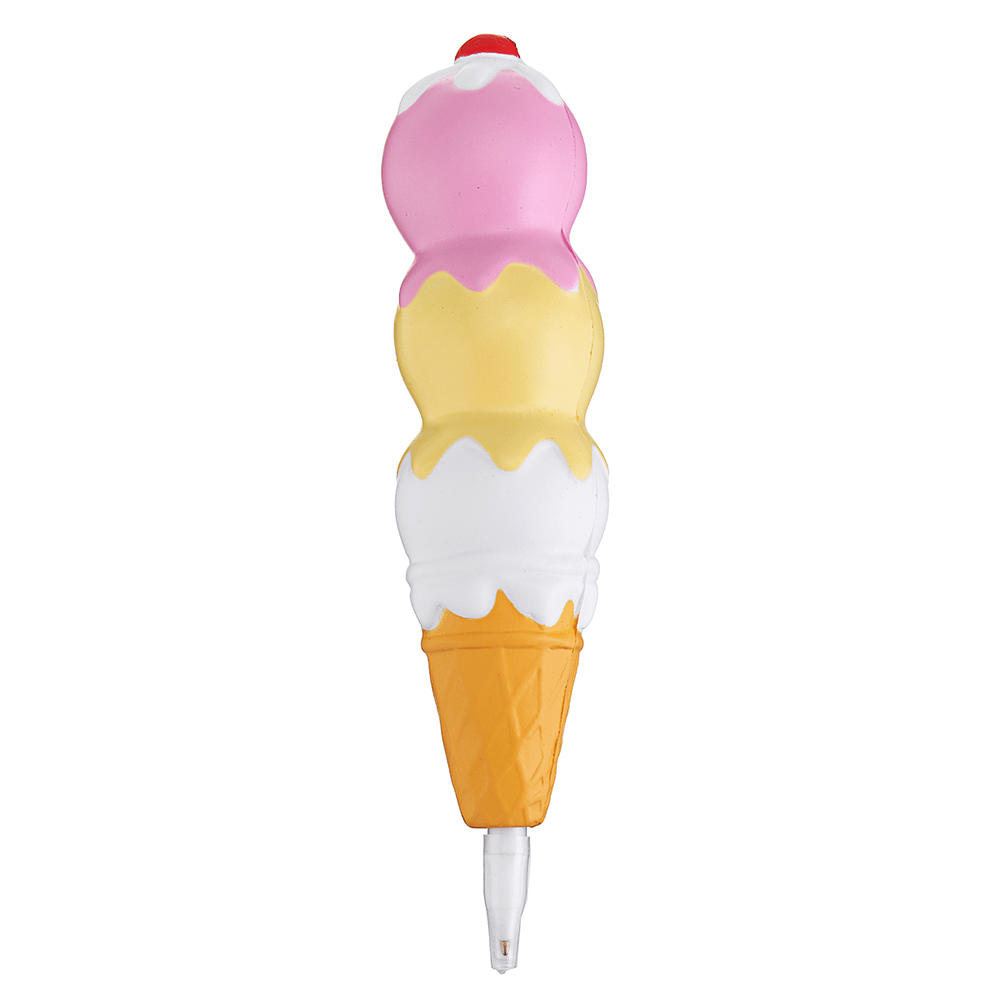 Squishies Pen Cap Ice Cream Cone Squishy Slow Rising Jumbo with Pen Stress Relief Toys Student Office Gift - MRSLM