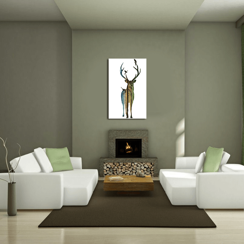 Miico Hand Painted Oil Paintings Simple Male Deer a Wall Art for Home Decoration Painting - MRSLM