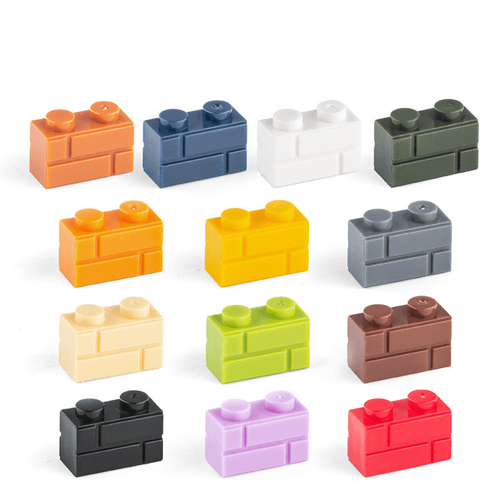 Small Particle High Brick 1X2 Grid Pattern City Wall Building Block - MRSLM