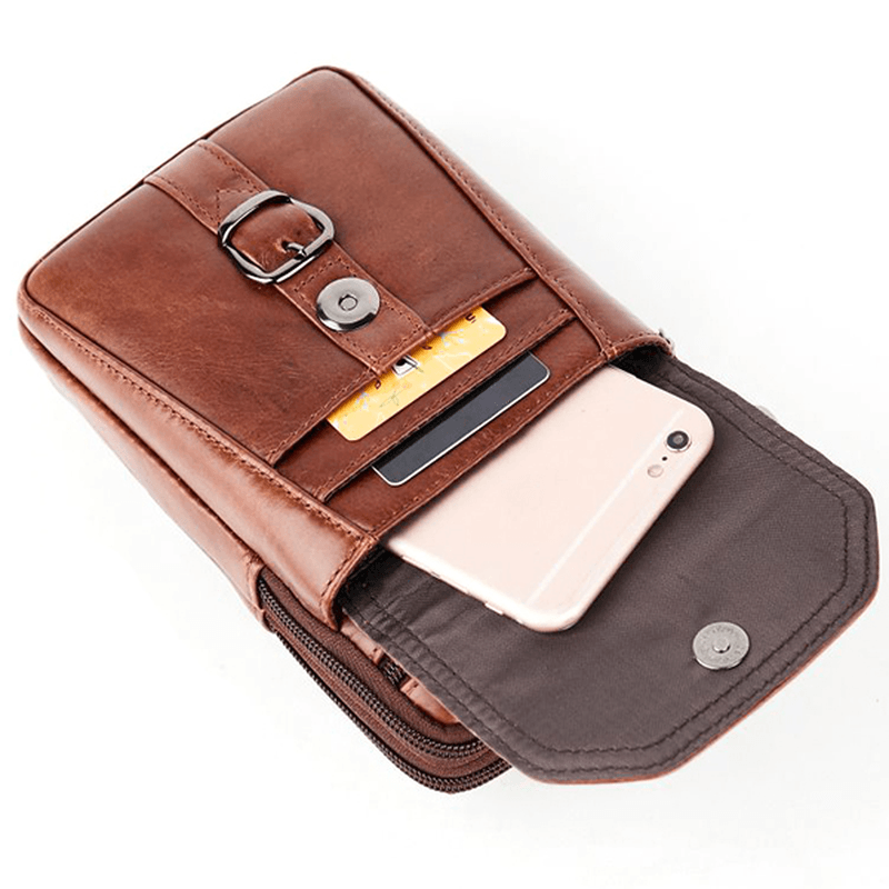 Men Genuine Leather Personalized 5.5 Inches Phone Bag - MRSLM