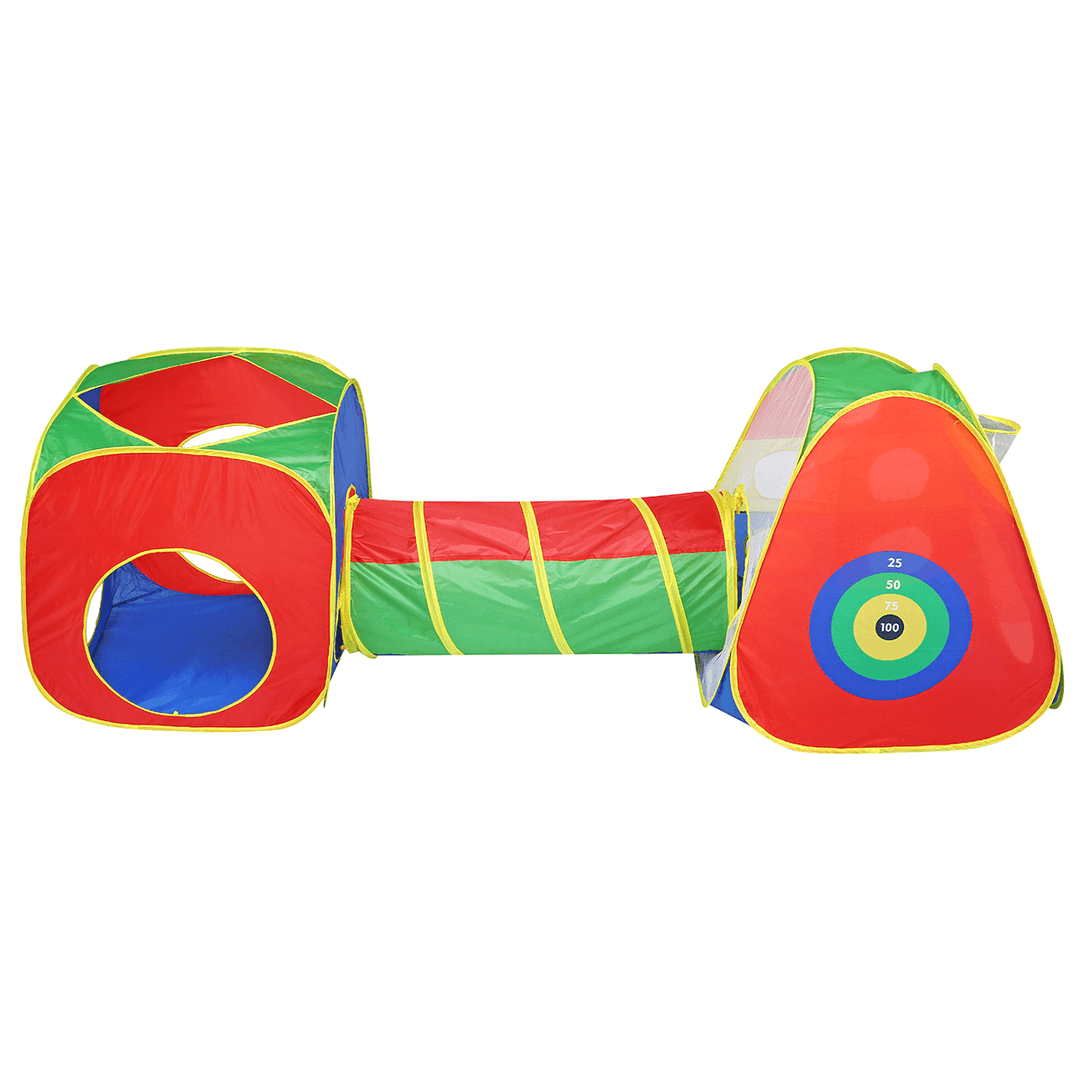 3/4/5PCS 3 in 1 Kids Play Tent Playhouse with Indoor Crawling Tunnel＆Pitching Hole＆Shooting Frame＆Target Surface Teepee for Aged 2-6 Imagination＆Practical Training - MRSLM