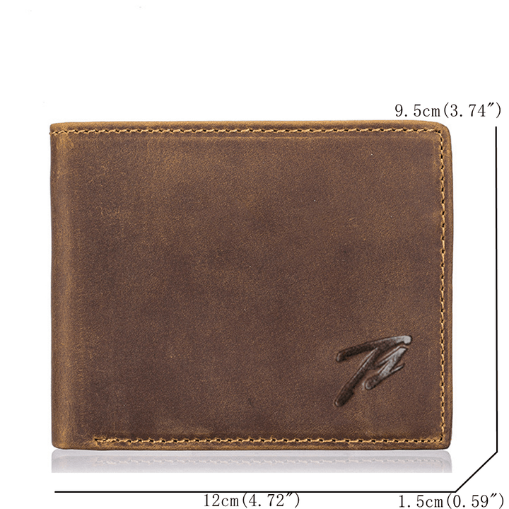 Men Genuine Leather Multifunctional Short Wallet - MRSLM