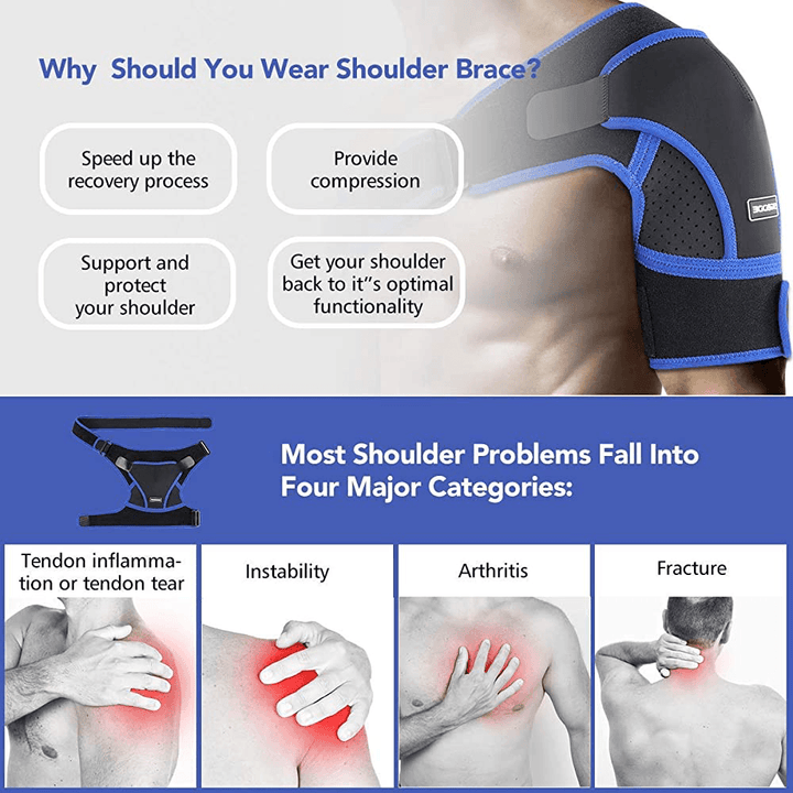 Neoprene Adjustable Shoulder Support Brace Upper Arm Belt Wrap Sports Care Single Shoulder Guard Strap - MRSLM