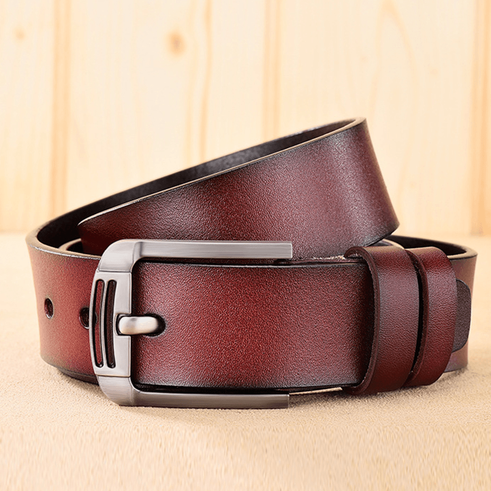 Men Genuine Leather 105/110/115/120/125/130Cm Retro Wild Pin Buckle Jeans Suits Cowhide Belt - MRSLM