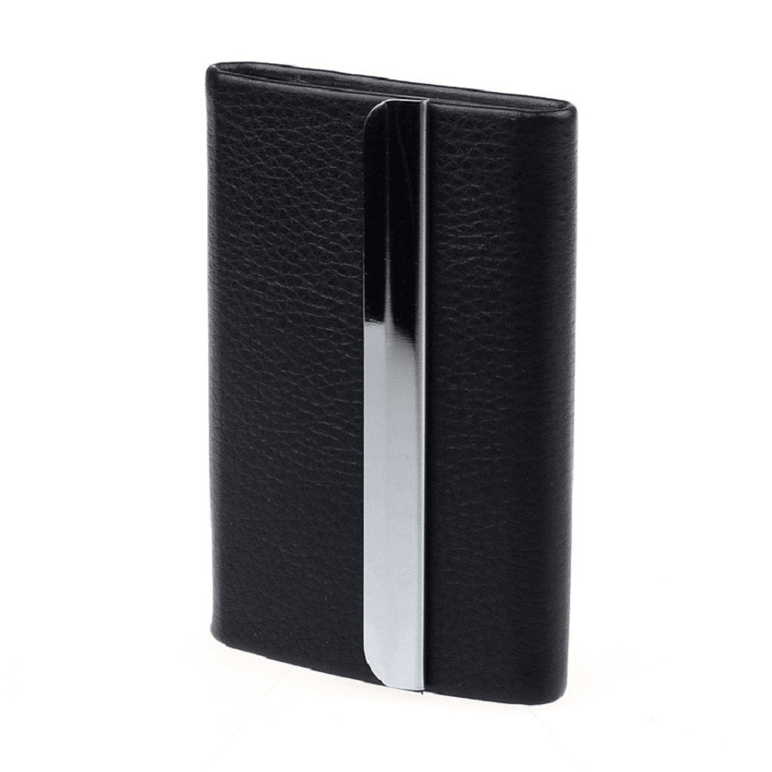 Ipree® Ultra-Thin Minimalist PU Wallets Stainless Steel Metal Card Holderportable ID Card Storage Box for Men - MRSLM