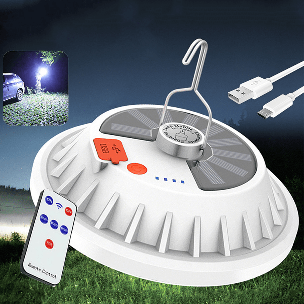 XANES® 2 in 1 300W Solar LED Camping Light Remote Control Tent Light Hang Fishing Night Light Emergency Work Lamp Power Bank - MRSLM