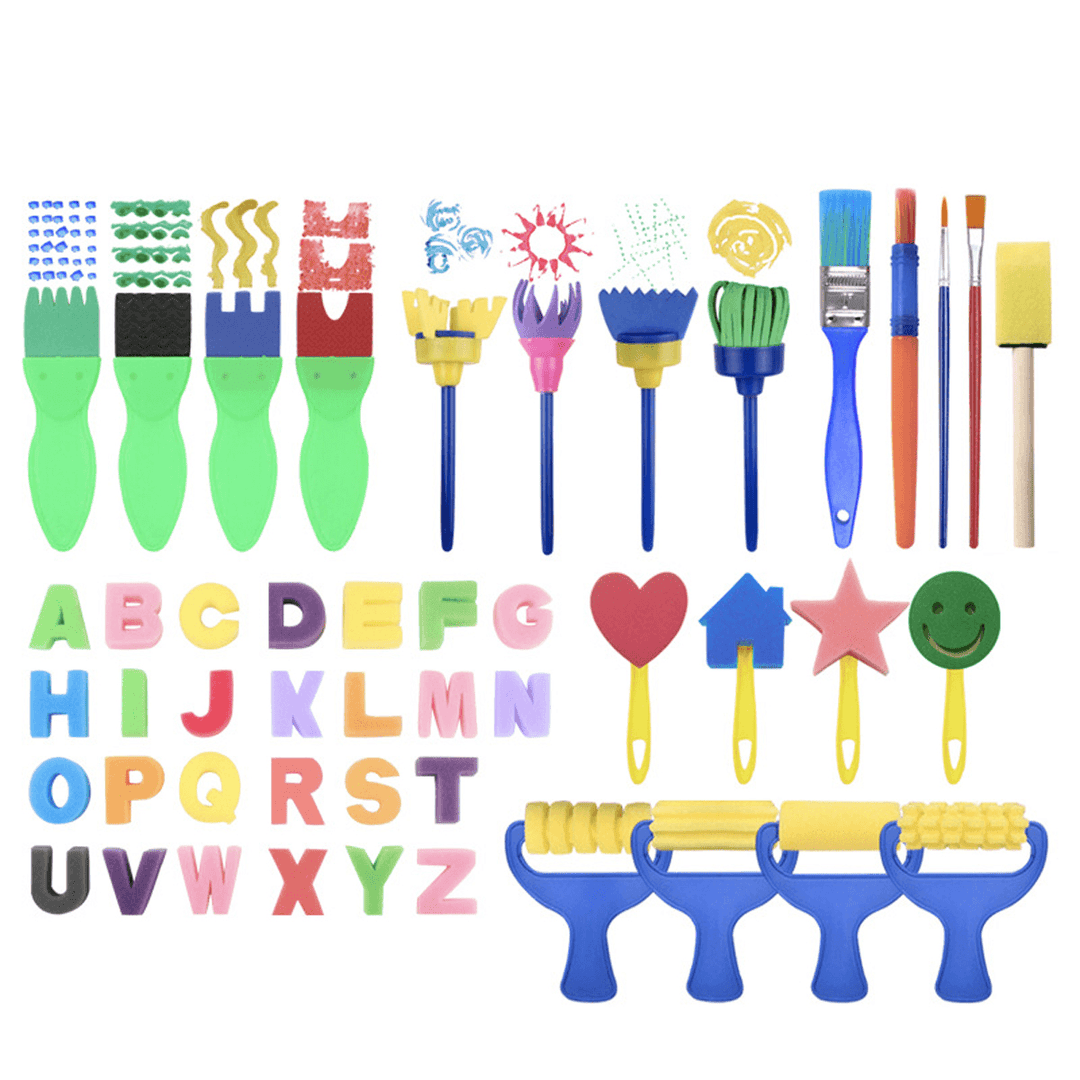 47Pcs DIY Child Painting Tool Kit Roller Mold Sponge Educational Drawing Toys Gift - MRSLM