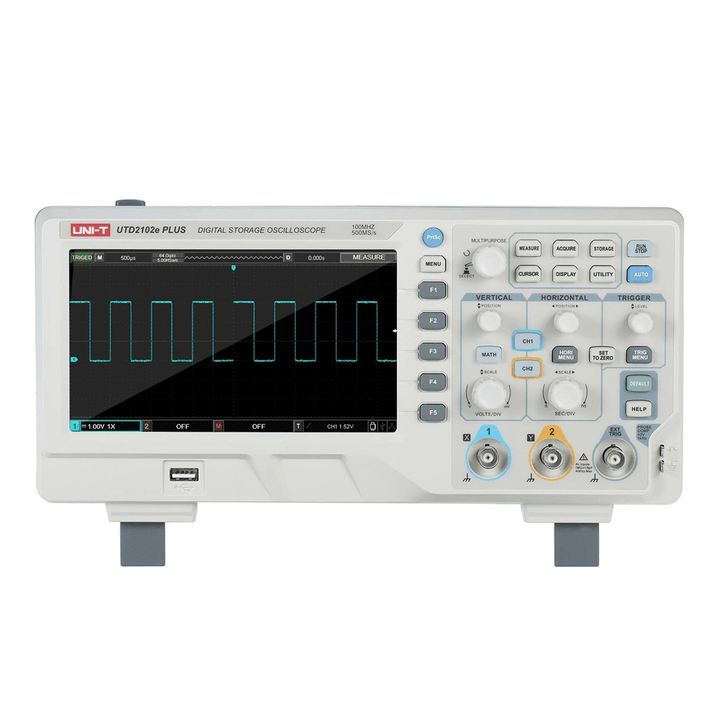 UNI-T Utd2102E plus Digital Oscilloscope with 7-Inch LCD Display Scopemeter with 100Mhz Bandwidth 2 Channels 500MS/S Real Time Sample Rate 64Kpts Depth Storage - MRSLM