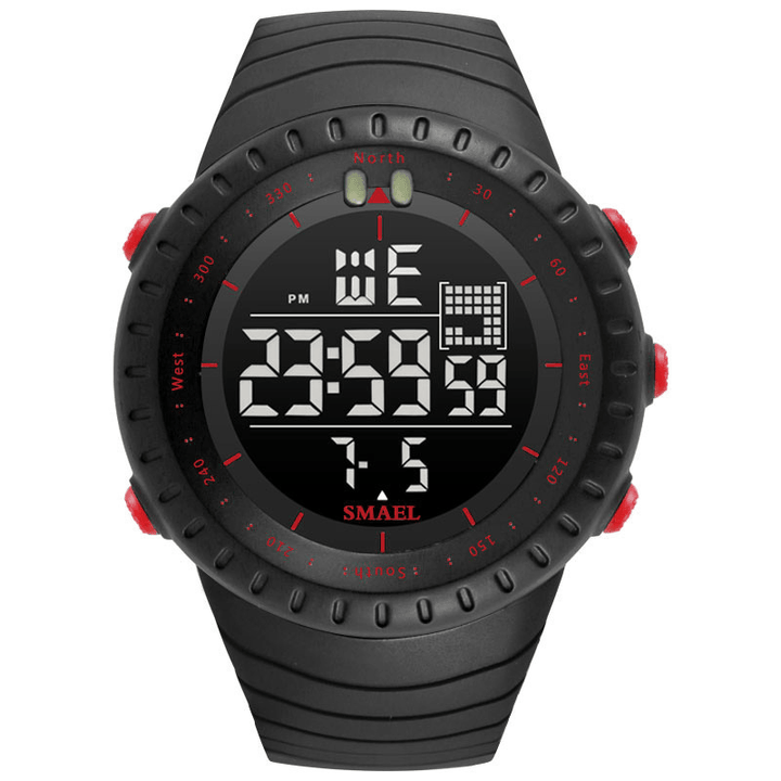 SMAEL Outdoor LED Display Digital Watch Multifunction Silicone Band Sport Men Watch - MRSLM