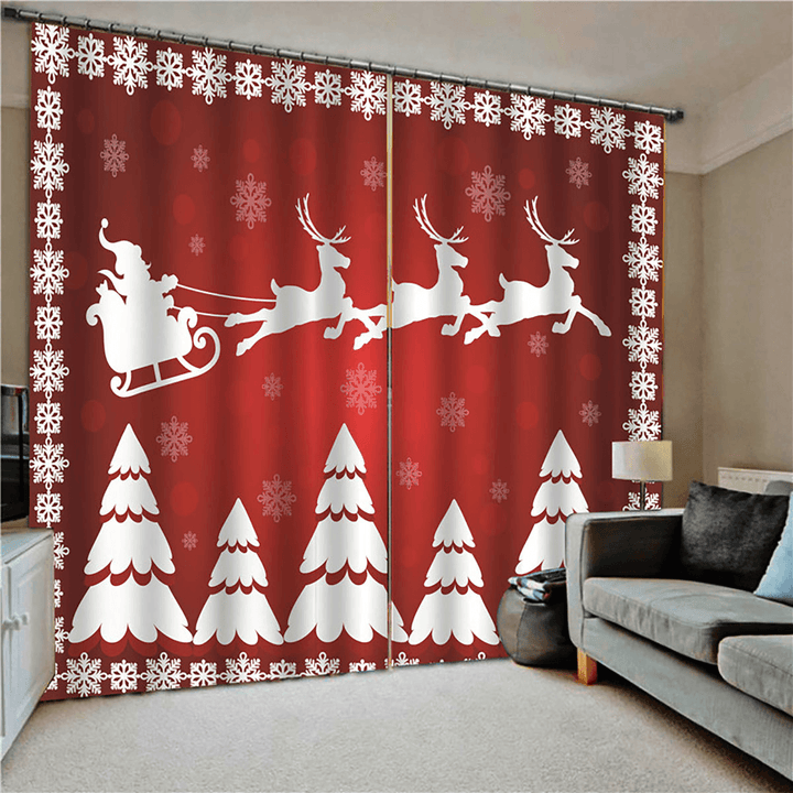 132*160Cm Christmas Printed Curtains Blackout Window Curtains for Living Room Christmas Decoration - MRSLM