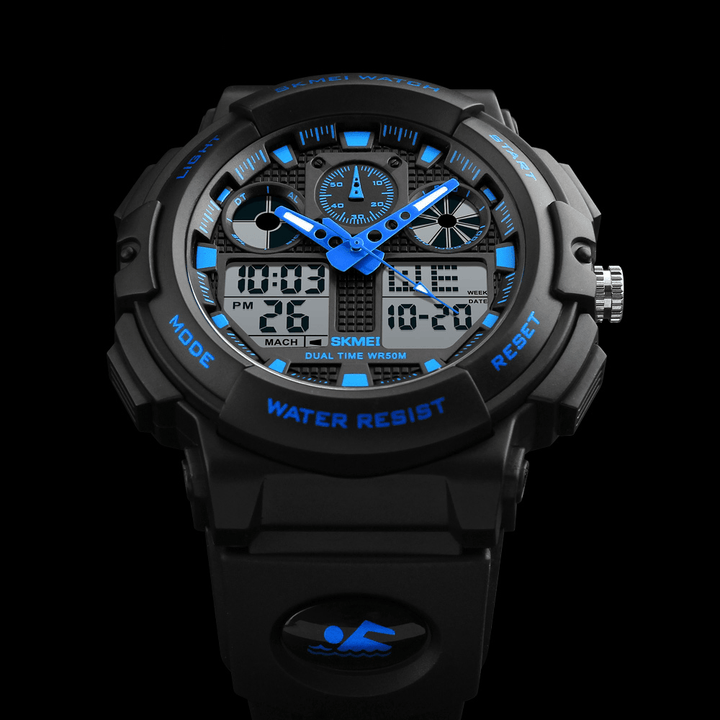 SKMEI 1207 Men Sport Chorongraph 50M Waterproof Luminous Dual Display Digital Watch - MRSLM