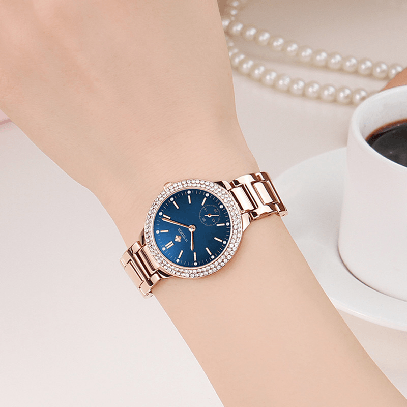 WWOOR 8854 Crystal Casual Style Ladies Wrist Watch Stainless Steel Band Quartz Watches - MRSLM