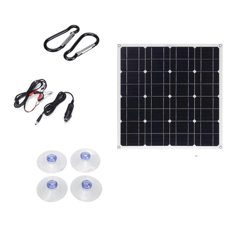 50W USB DC Monocrystalline Solar Panel Flexible Power Bank Outdoor Camping Hiking Battery Charger - MRSLM