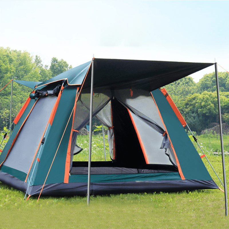 215X215X142Cm 4 Person Automatic Spring Camping Tent Windproof Waterproof Sun Shelters 5 Window Ventilation Canopy - MRSLM