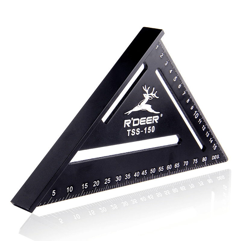 RDEER 150Mm Angle Ruler Aluminun Alloy Triangle Ruler for DIY Home Builders Artists Woodworking Measuring Tools - MRSLM