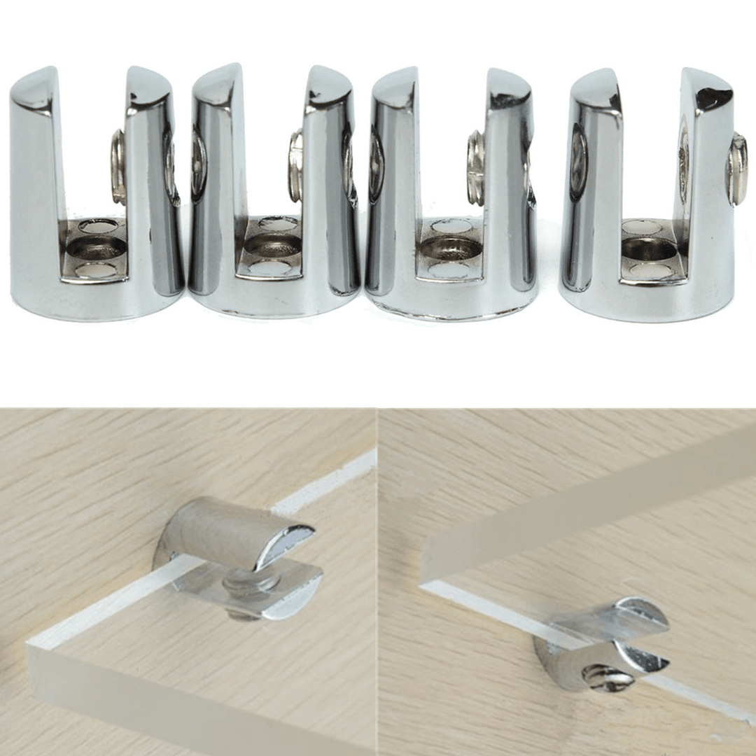 4Pcs Zinc Alloy round Shelves Support Brackets Clamps 4-6Mm Glass Wooden - MRSLM