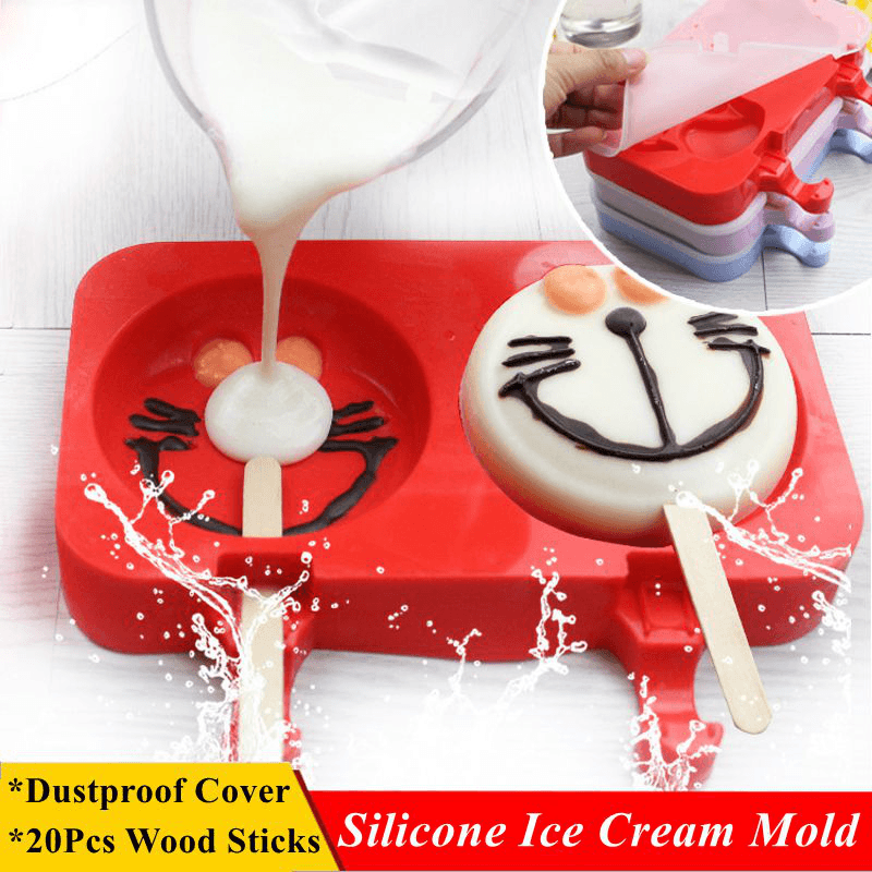 Creative Silicone Ice Cream Mold Ice Lolly Mold Rod Ice Mold Red Food Grade - MRSLM