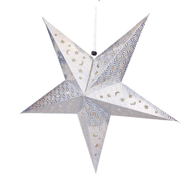 45Cm Christmas Laser Paper Star Hanging Decoration Folding Handmade 3D Pentagram Christmas Decor - MRSLM
