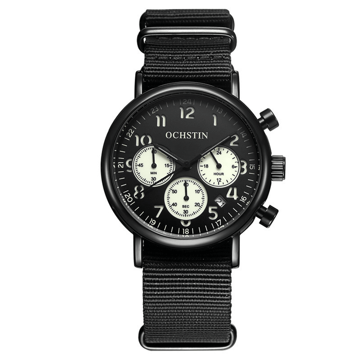 OCHSTIN GQ081A Chronograph Casual Style Men Wrist Watch Genuine Leather Band Quartz Watch - MRSLM