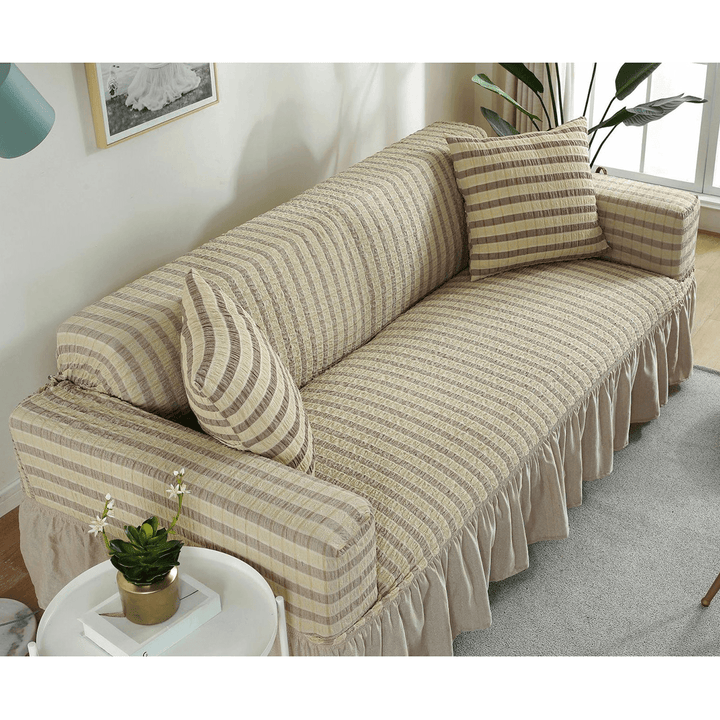 1/2/3/4 Seaters Spandex Elastic Stretch Sofa Armchair Cover Living Room Couch with Skirt - MRSLM