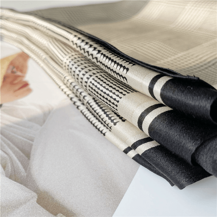 Black and White Houndstooth Long Silk Scarf Autumn Style Fashion Shawl Dual-Use - MRSLM