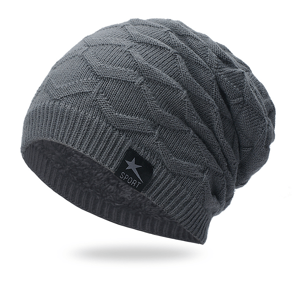 Windproof Hat Solid Color plus Velvet Knitted Hat - MRSLM