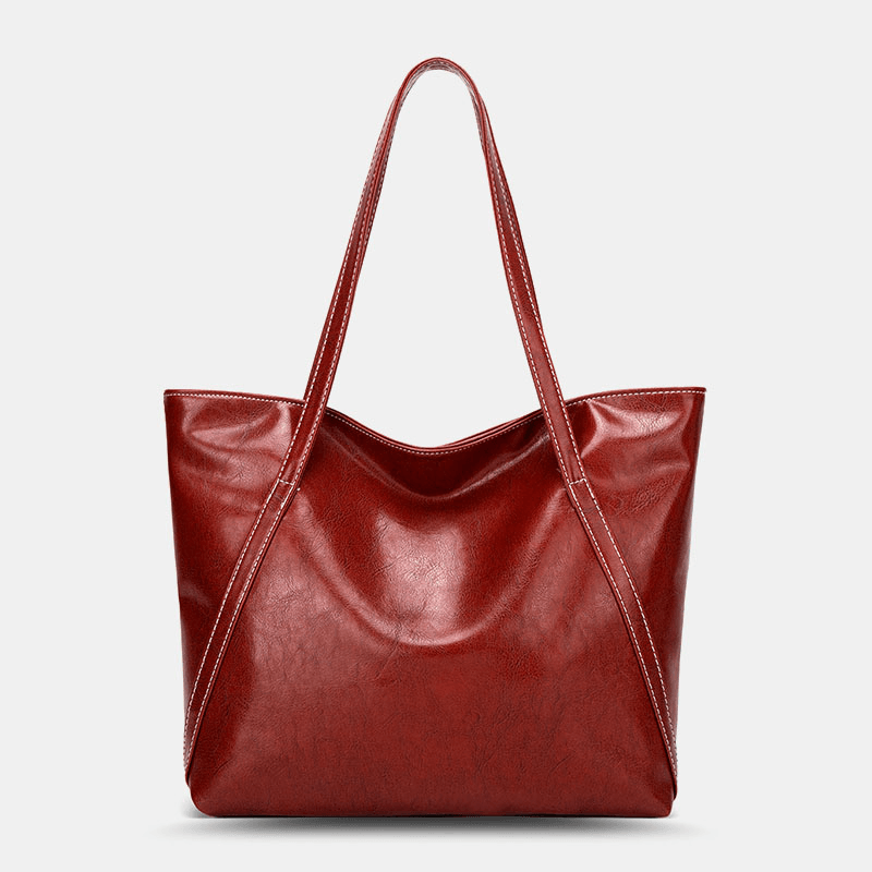Women PU Leather Spring Vintage Large Capacity Shoulder Bag Handbag Tote - MRSLM