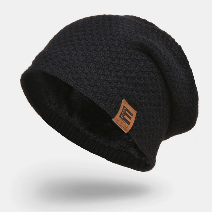 Unisex Wool plus Velvet Thick Winter Keep Warm Outdoor Casual Brief Woolen Hat Beanie - MRSLM