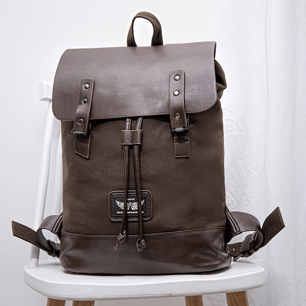 Men Vintage Wear-Resistant Large Capacity Faux Leather Casual Backpack - MRSLM