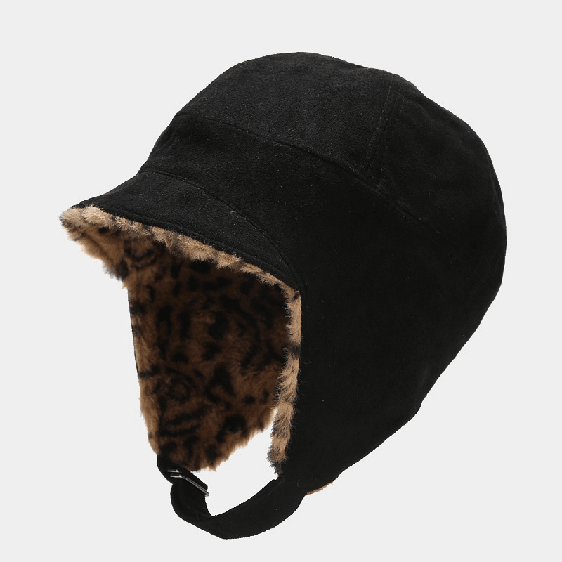 Suede Leopard Print Lei Feng Hat Warm Cycling Anti-Cold Ear Protection - MRSLM