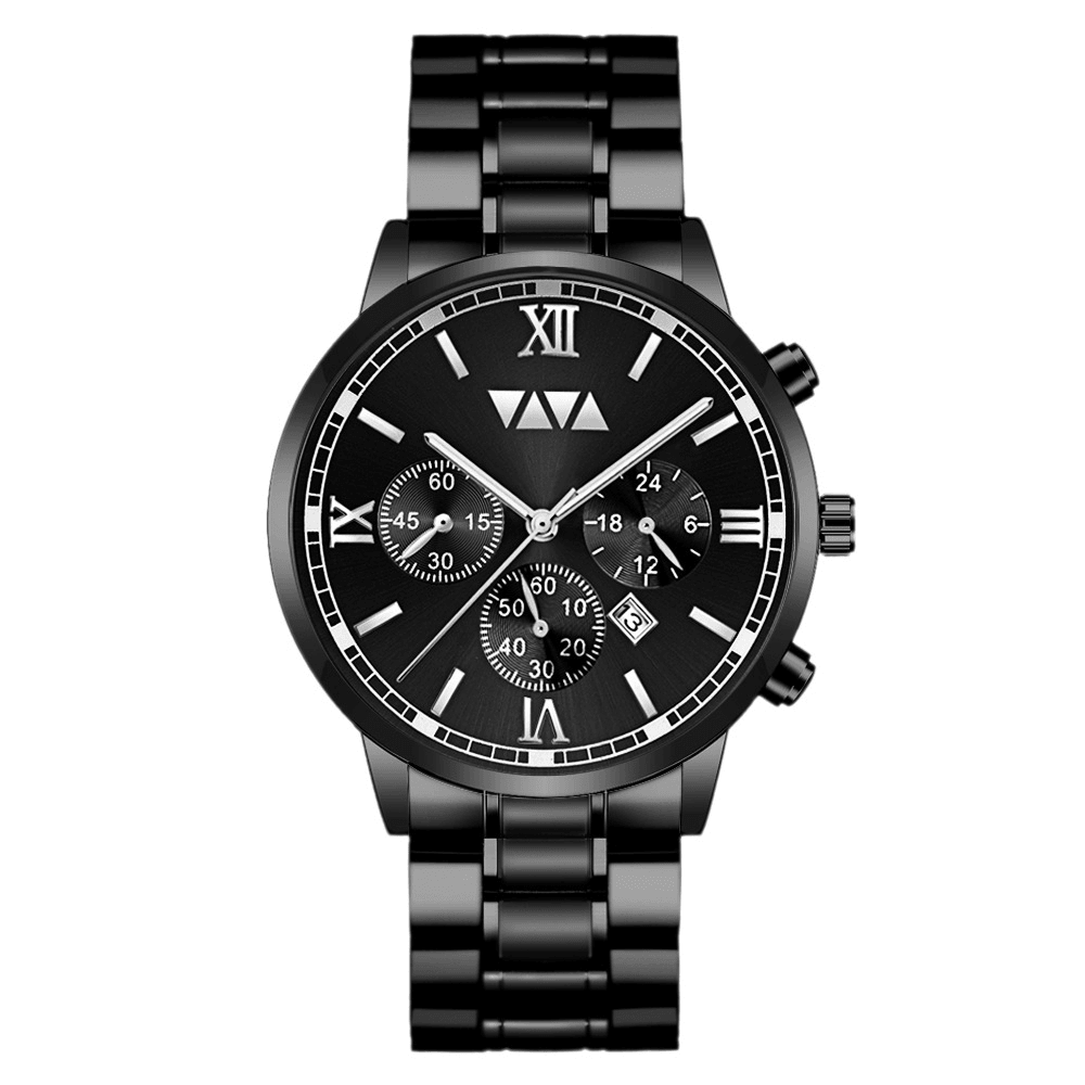 VA VA VOOM Business Casual with Calendar Dial Luminous Pointer Stainless Steel Strap 3ATM Waterproof Men Quartz Watch - MRSLM