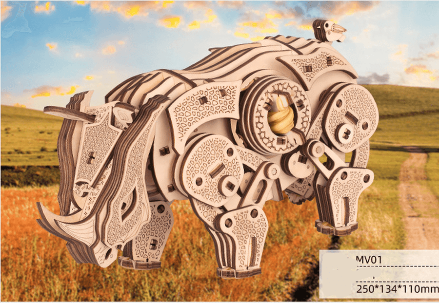 Xinlian Manufacturers Direct Cross Border Rubber Band Brake Rhinoceros 3D Puzzle Puzzle DIY Handmade Toys - MRSLM