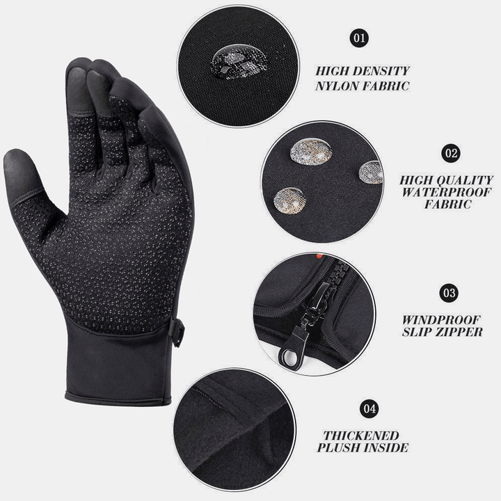 Unisex Touch Screen Windproof Cycling Gloves Full Finger Waterproof Cold Proof Silicone Anti-Slip Winter Outdoor Climbing Driving Gloves - MRSLM