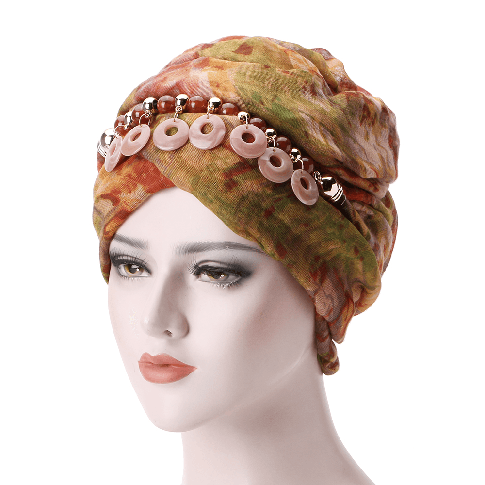 Women Bali Yarn Necklace Scarf Ethnic Tie Turban Cap Arab Wrap Scarf - MRSLM