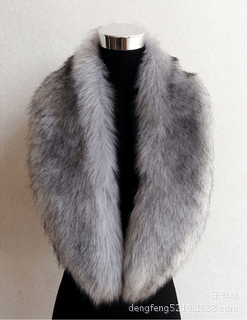 Faux Fox Fur Ladies Shawl Big Fur Collar Scarf - MRSLM