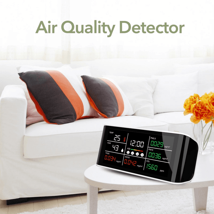 DM69 Portable Air Quality Analyzer Digital Common Display Screen CO2 PM2.5 PM10 HCHO TOVC Temperature Humidity Detector - MRSLM