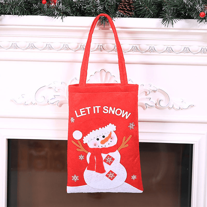 Child Cute Festive Christmas Santa Claus Elk Pattern Decoration Candy Snack Bag Handbag - MRSLM