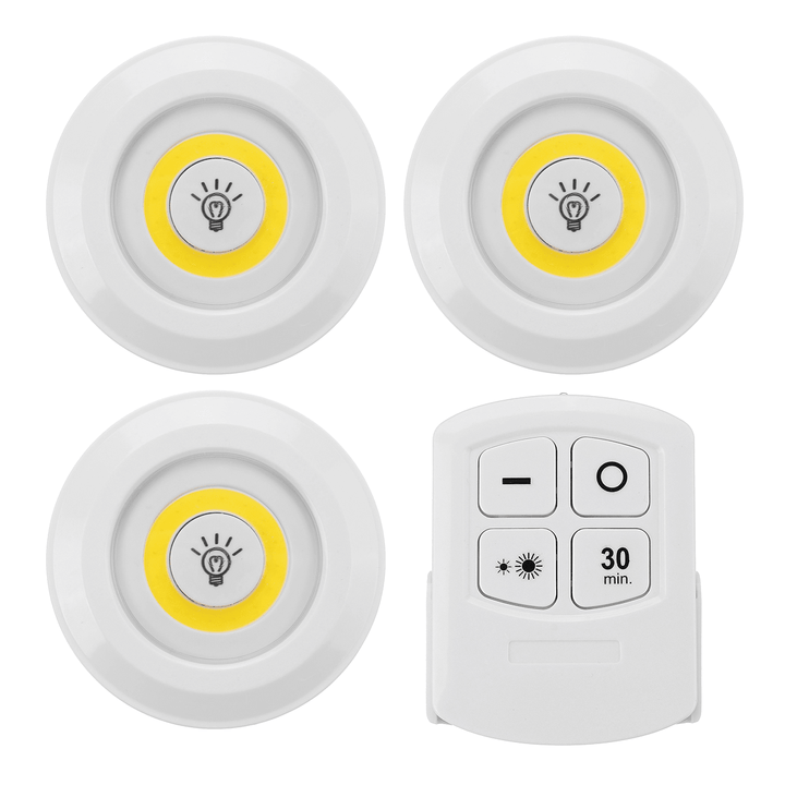 1/3PCS under Cabinet Lights Closet Kitchen Counter COB Puck Light+Remote Control - MRSLM
