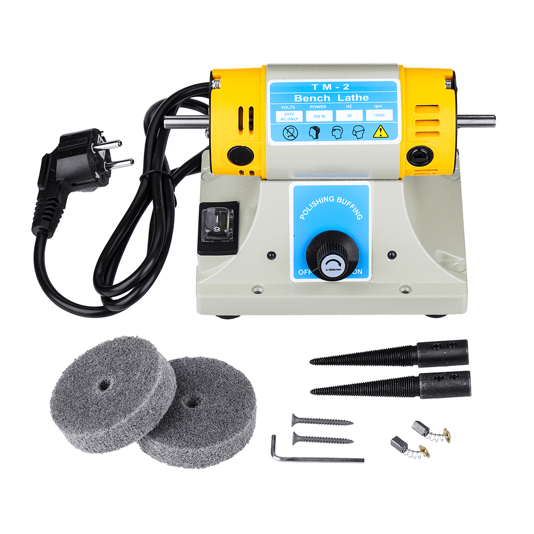 US/EU 350W Adjustable Speed Mini Polishing Machine for Dental Jewelry Motor Lathe Bench Grinder Kit - MRSLM