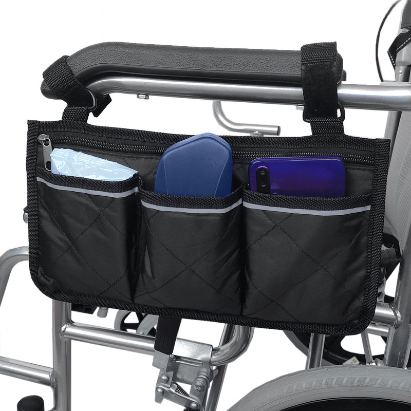 Portable Wheelchair Side Bag Multifunctional Armrest Pouch Organizer Bag Storage Bag - MRSLM