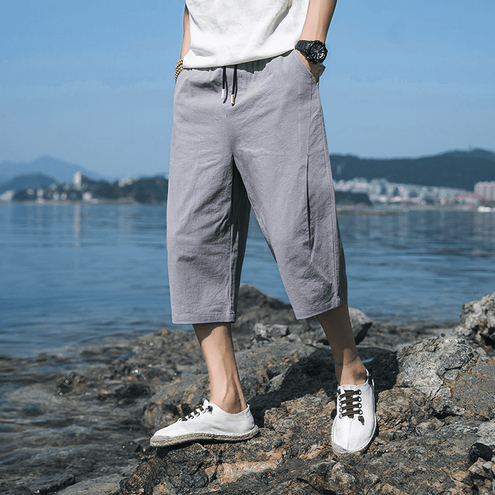 Mens Pants Youth Loose Large Size Casual Pants Sports Shorts - MRSLM