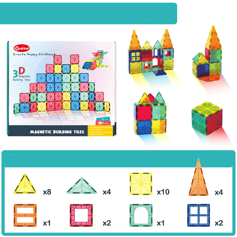 Magnetic Piece Building Block Set Diy Toy Baby Magnet Boy and Girl Puzzle Assembling - MRSLM