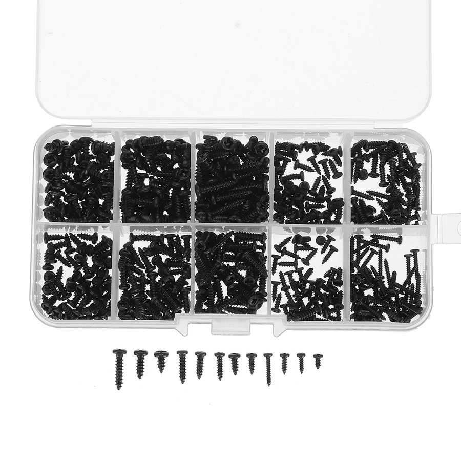 Suleve™ MXCP4 500Pcs P Hilips Button Head Screw Carbon Steel Mini Electronic Notebook Laptop Repair Screw Self-Tapping Bolt Assortment Kit - MRSLM