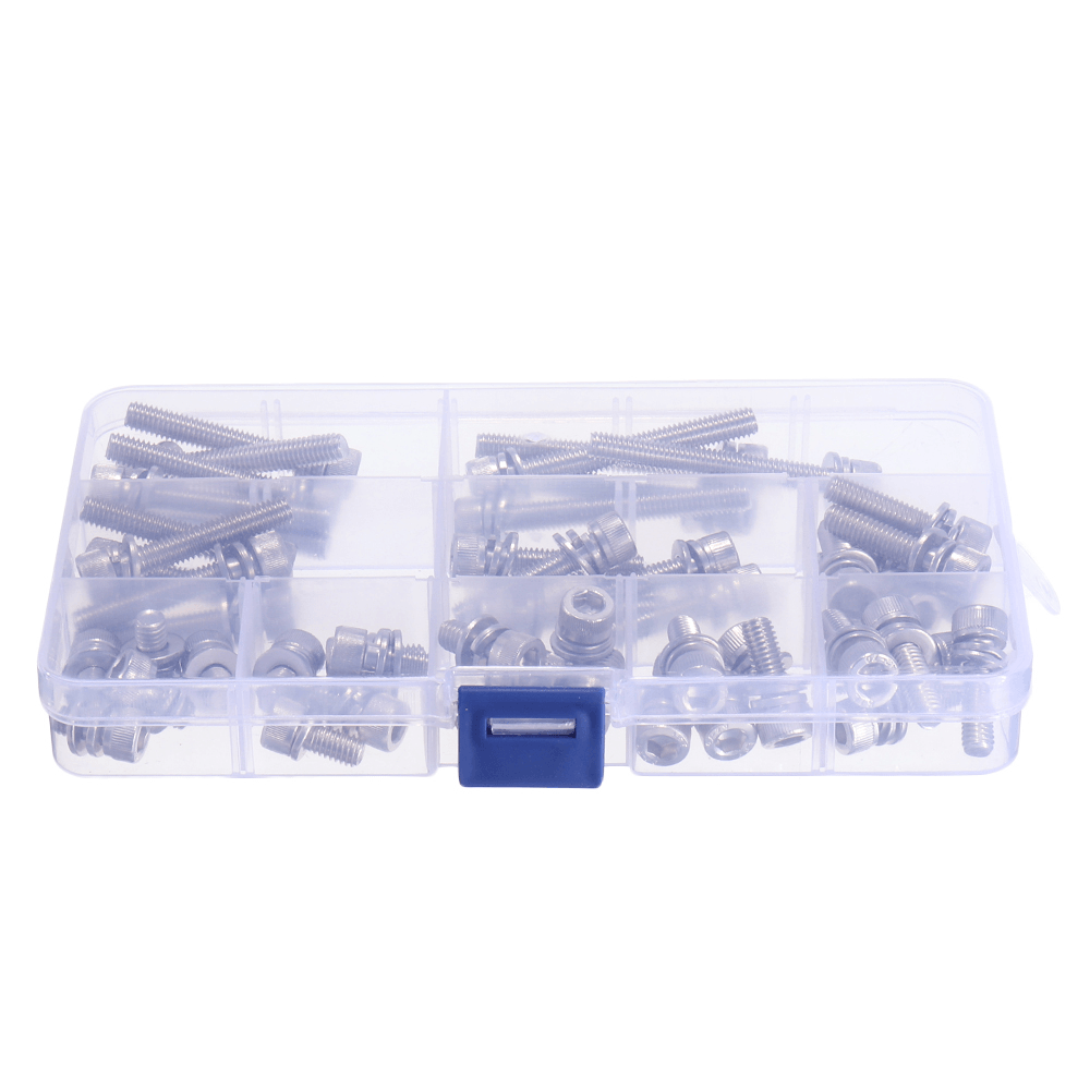 Suleve M6SH3 50Pcs M6 Hex Socket Knurled Cap Head Screw 304 Stainless Steel Bolt Assortment Set - MRSLM