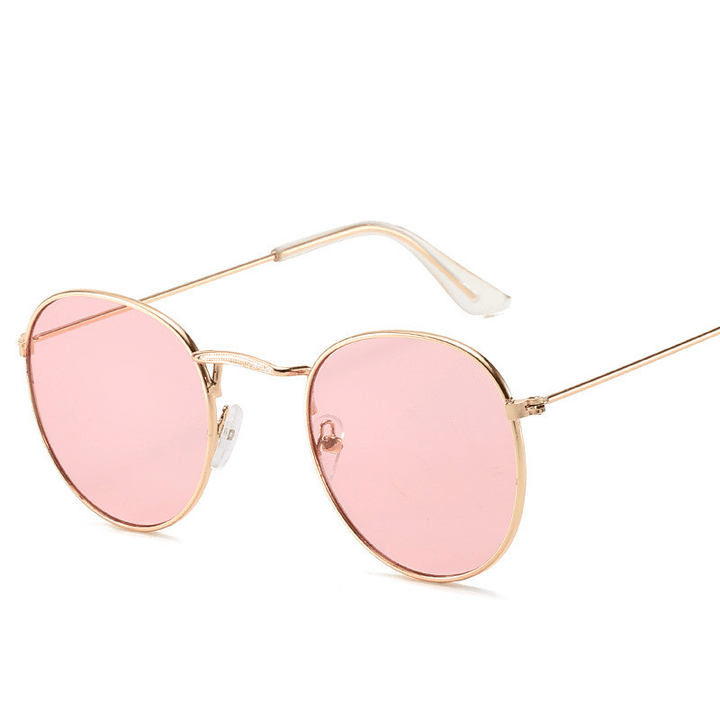 Retro Oval Small Frame Personality Sunglasses Men and Women Vacation Beach Metal Glasses - MRSLM